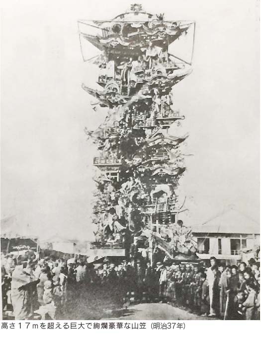 高さ4mを超える、明治37年頃の直方山笠の様子